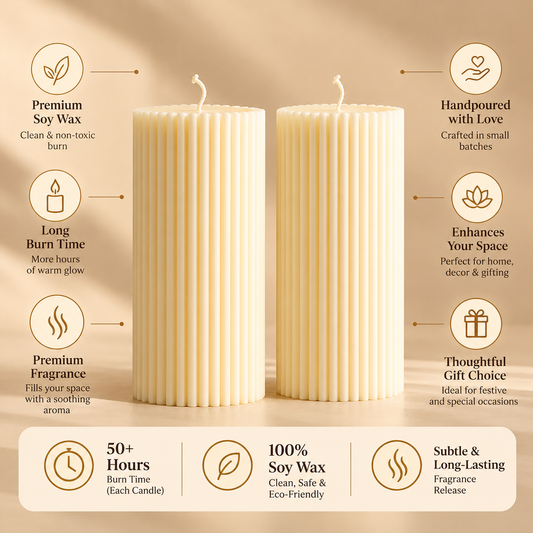 Ribbed Pillar Candle Set (Large) — 600 g