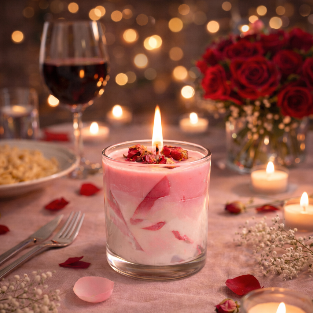 Rose Latte Scented Candle | Luxury Rose Fragrance Candle for Home Décor & Romantic Gifts