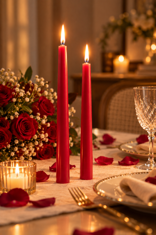 ❤️ 2 Red Taper Candles