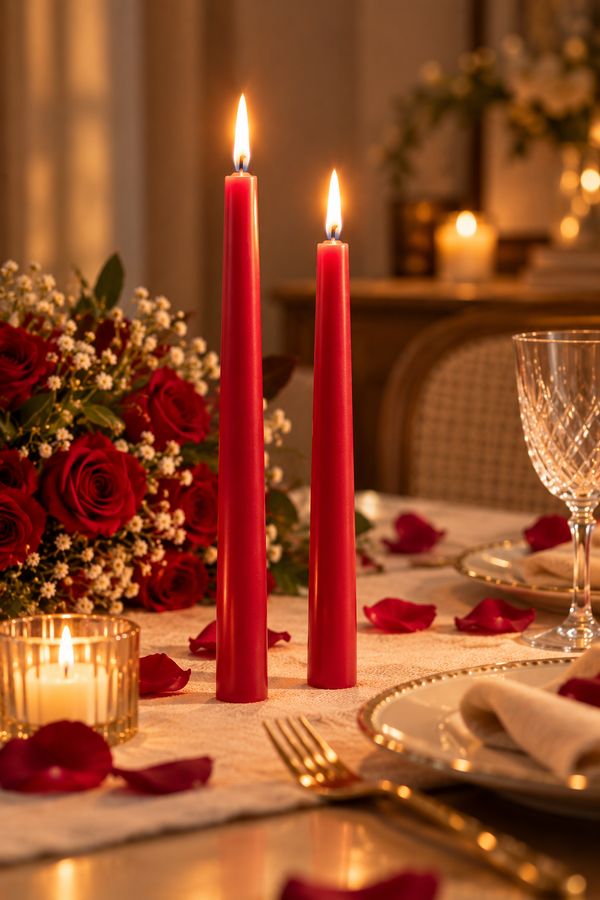 ❤️ 2 Red Taper Candles