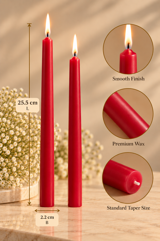 ❤️ 2 Red Taper Candles