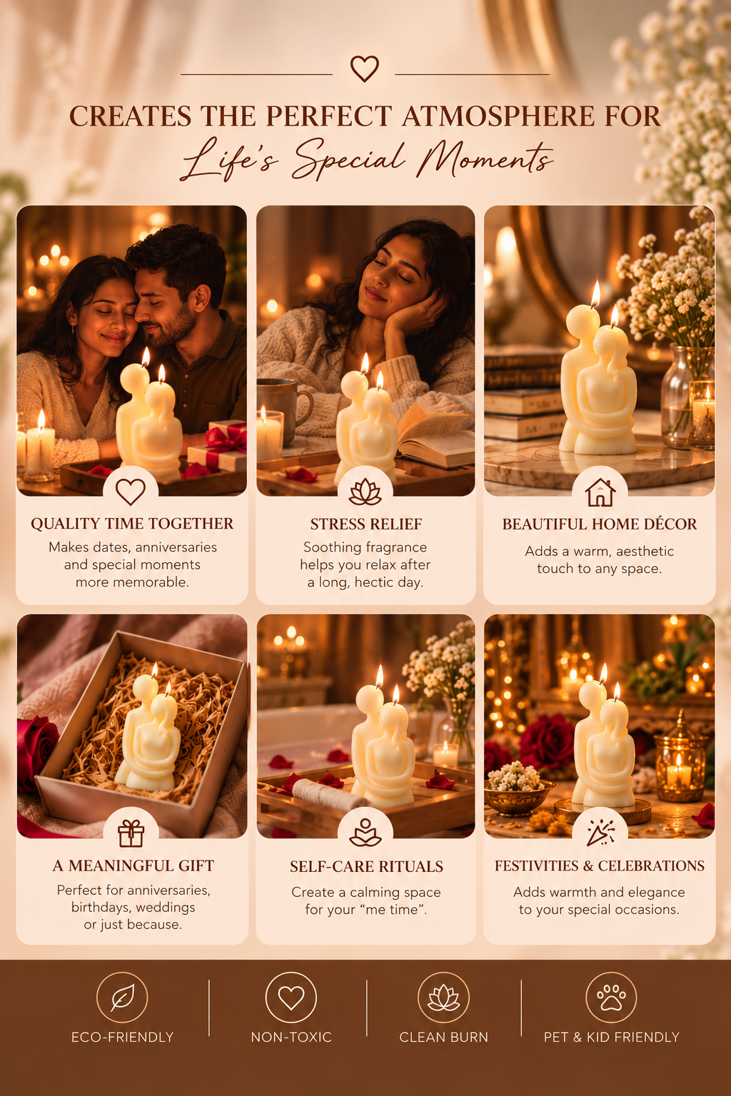 Couple candle lifestyle, gifting, and home decor collage