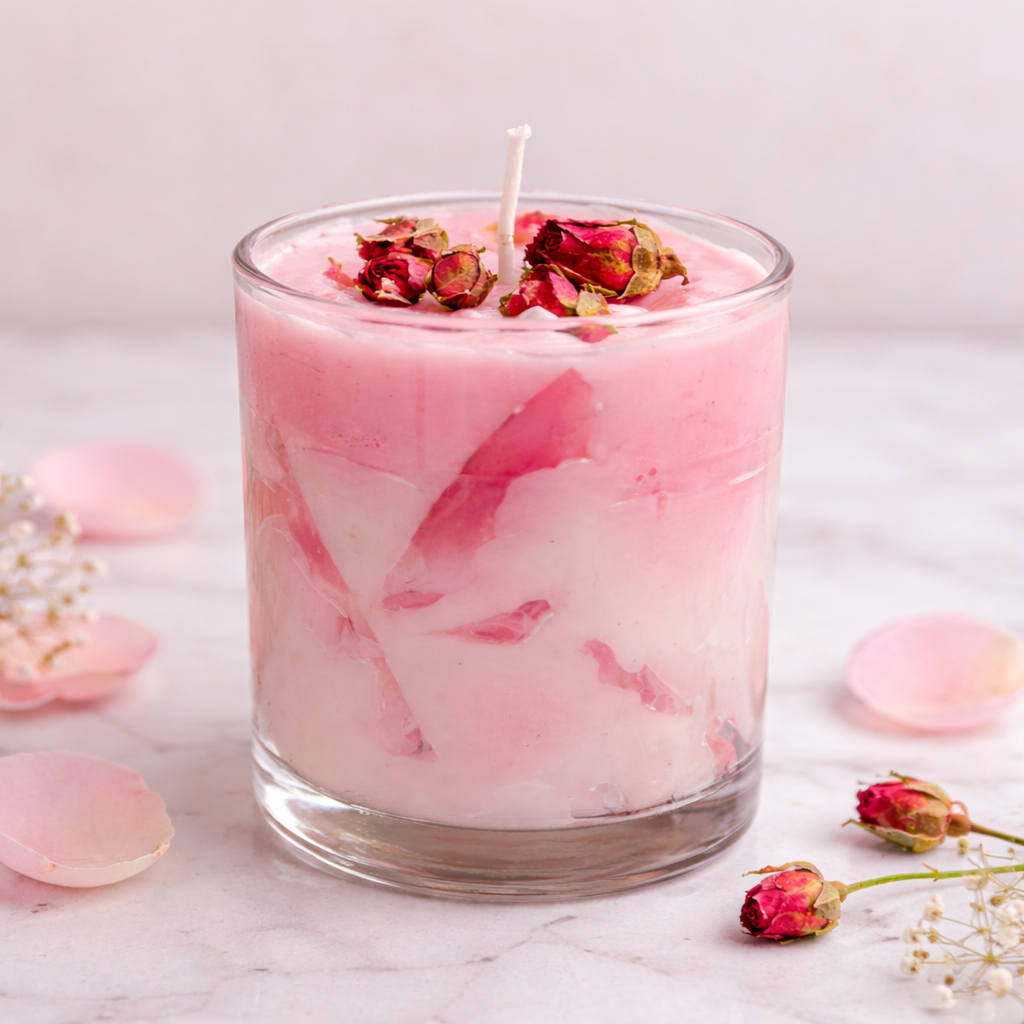 Rose Latte Scented Candle | Luxury Rose Fragrance Candle for Home Décor & Romantic Gifts